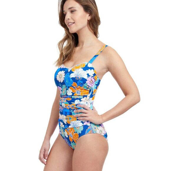 PROFILE BY GOTTEX Rising Sun One-piece Boho Blue Floral Swimsuit Size 10D - Picture 3 of 16